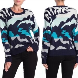 JOHN + JENN Deep Blue Abstract Pullover Sweater M